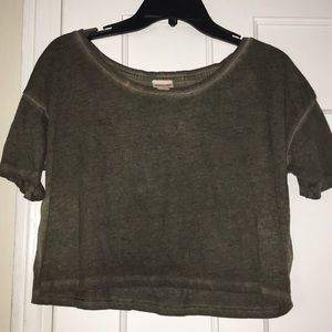 Olive Green acid wash Crop Top